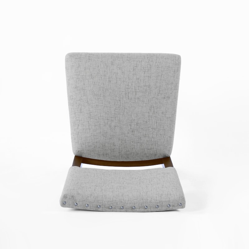 Dining Side Chair Set of 2, Padded Open Back, Gray Woven Fabric