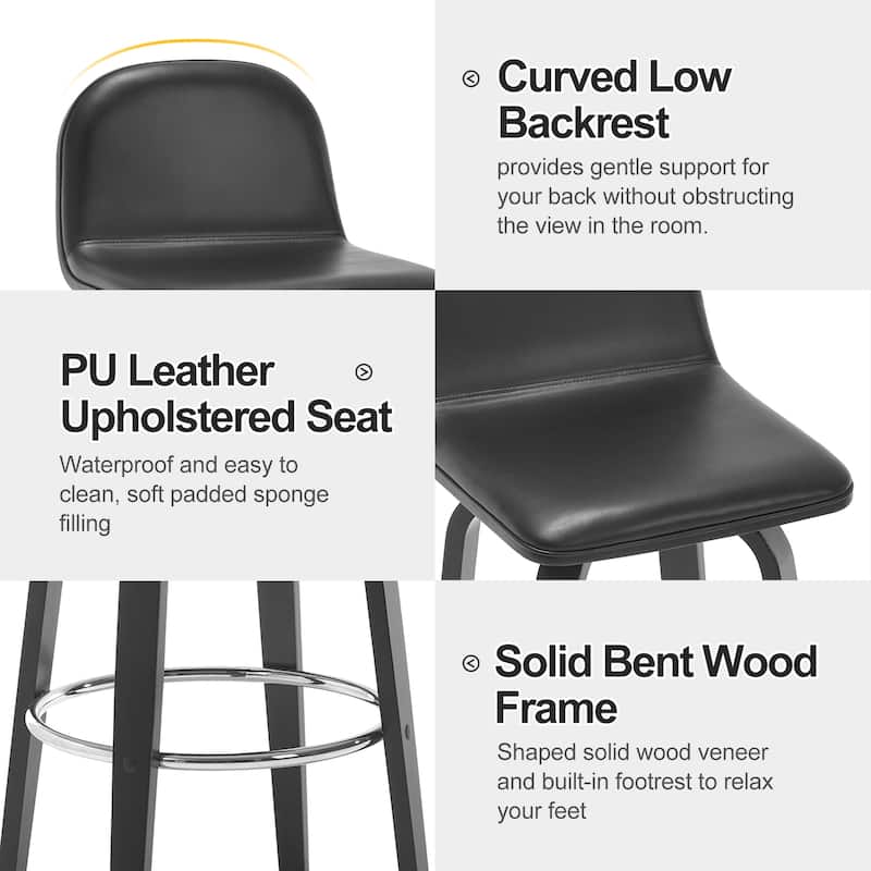 Faux Leather Upholstered Swivel Counter/ Bar Stools with Wood Frame