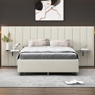 Upholstered Platform Bed with Big Headboard - Bed Bath & Beyond - 40680073