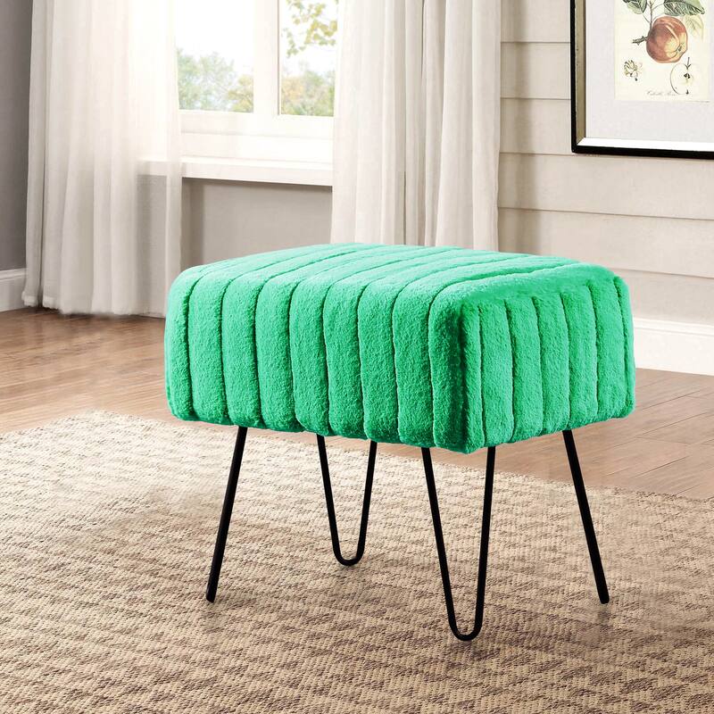 Serenta SuperMink Fauxfur Ottoman Bench - 19" x 13" x 17" - Arcadia
