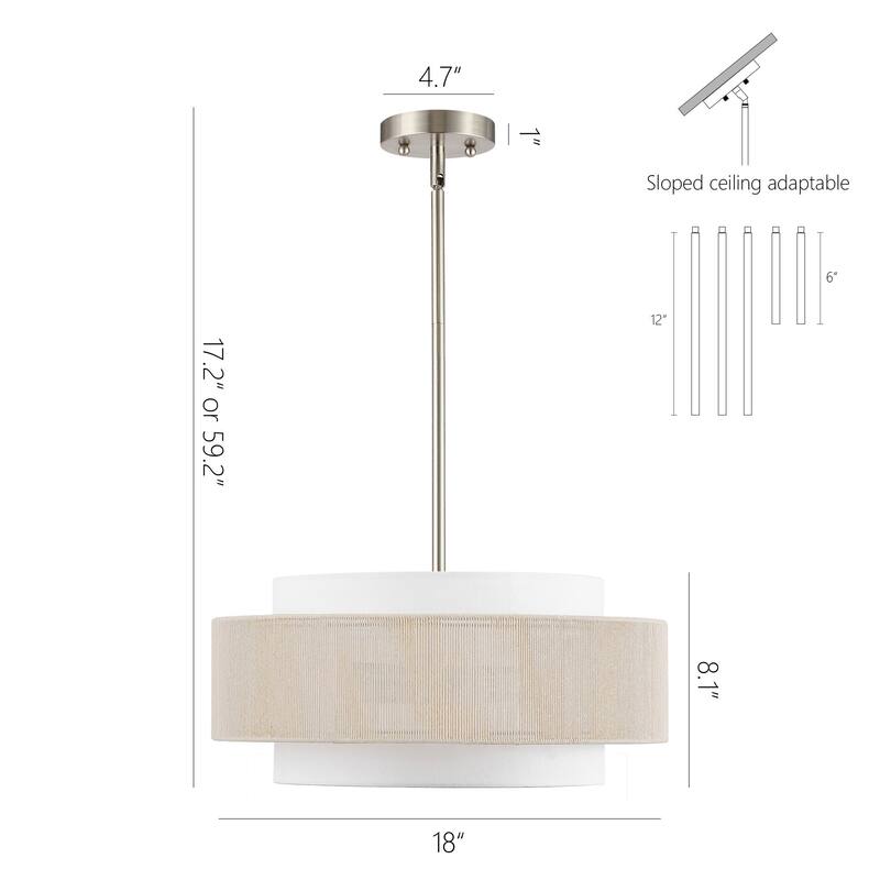 GetLedel 18" 4-Light Rope Drum Shaded Chandelier