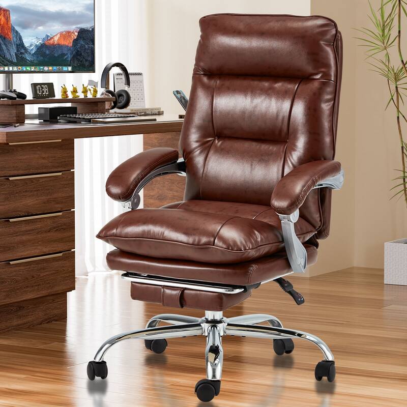 Reclining Executive Office Chair with Footrest