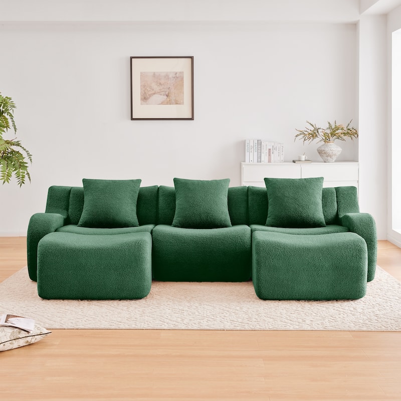 GDF Studio - Fairford U-Shaped 3-Seat Modular Sofa With Curved Armrests & Non-Slip Base