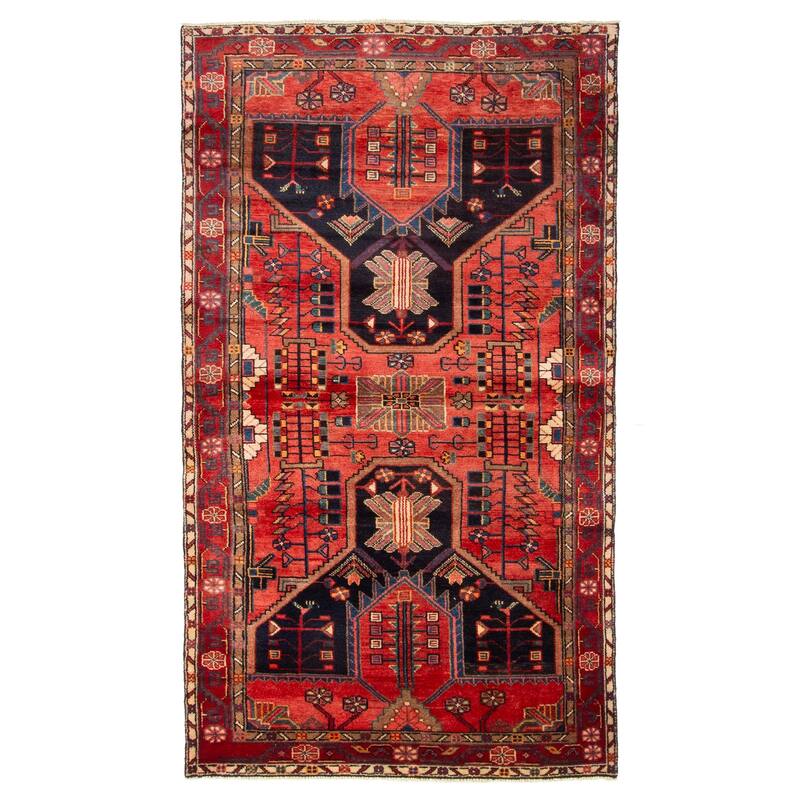 ECARPETGALLERY Hand-knotted Anatolian Vintage Red Wool Rug - 4'0 x 6'11