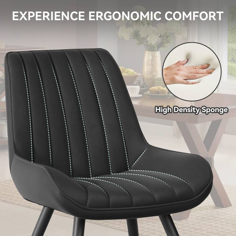 Modern Dining Chairs Set of 2, Fabric Dining Room Chairs with Thick Cushioned Backrest and Seat, Upholstered Chairs