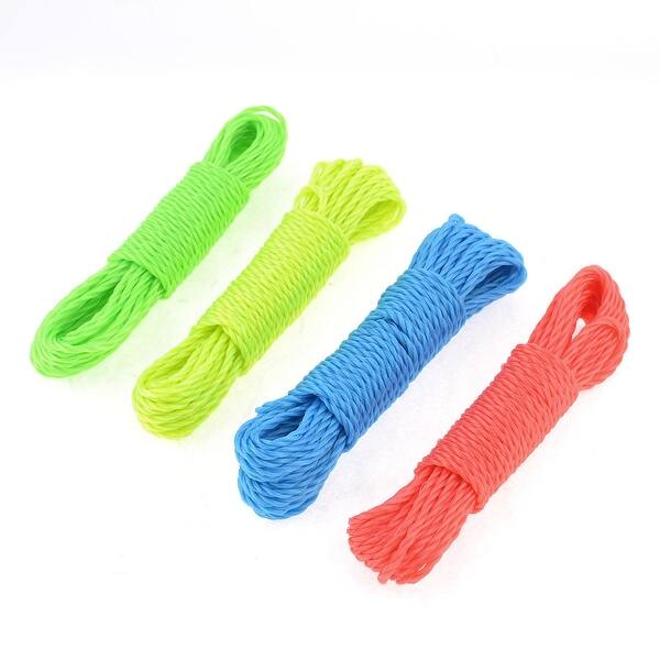 Colored Twisted Nylon String Outdoor Clothesline Clothes Line 9.5M Long 4 Pieces - Yellow, Green, Blue, Orange
