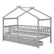 preview thumbnail 8 of 13, Gray Twin Size Wooden House Bed with Two Drawers and Fence