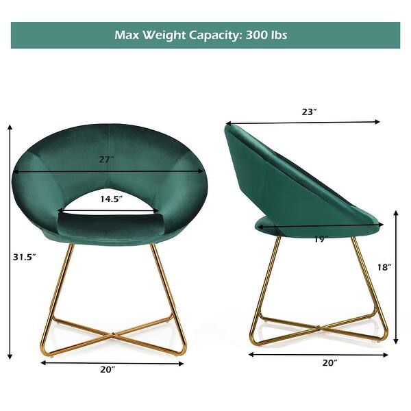 dimension image slide 0 of 3, Costway Modern Velvet Accent Chair Upholstered Vanity Chair w/Golden - See Details