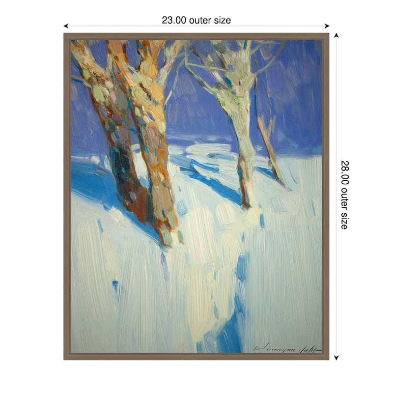 Winter Trees by Vahe Yeremyan (23 x 28 in.), Framed Canvas Wall Art Print - Sylvie Dark Gold