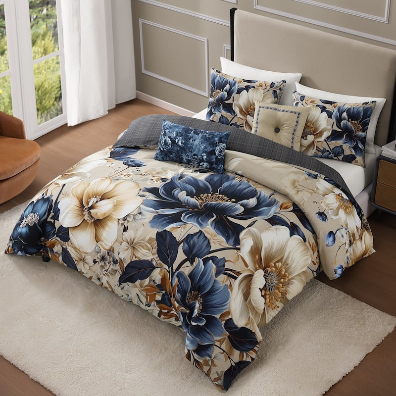 Bebejan English Manor 100% Cotton Sateen 5 Piece Reversible Comforter Set