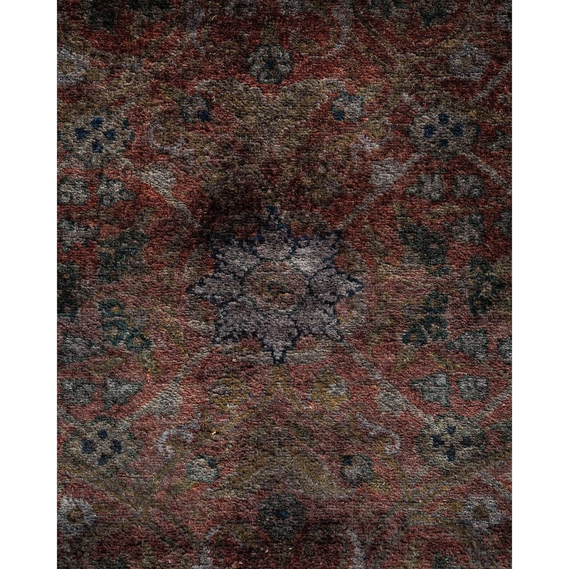 Overton Hand Knotted Wool Vintage Inspired Modern Contemporary Overdyed Brown Area Rug - 4' 1" x 6' 1"