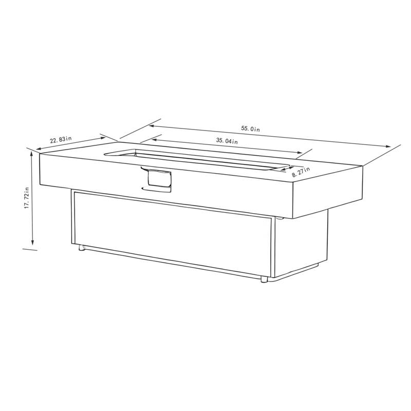 Rossetta 3-Height Adjustable Tabletop Fire Pit, 56" Outdoor Propane Fire Pit Table with Concrete Texture & 50,000 BTU