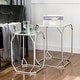 preview thumbnail 4 of 19, Glitzhome Modern Metal Glass Accent Table Nesting Side Table(Set of 2) Octagon-Silver