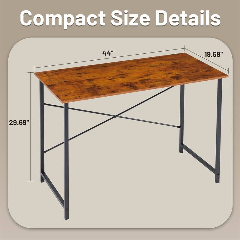 Computer Desk, 40-63 Inch Home Office Desk, Gaming Writing Work from Home Study Desk, Large Legroom, Sturdy Metal Frame