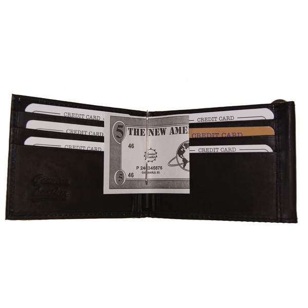 New Men/'s Saffiano Leather Wallet Money Clip Credit Card I.D Card Slot Gray