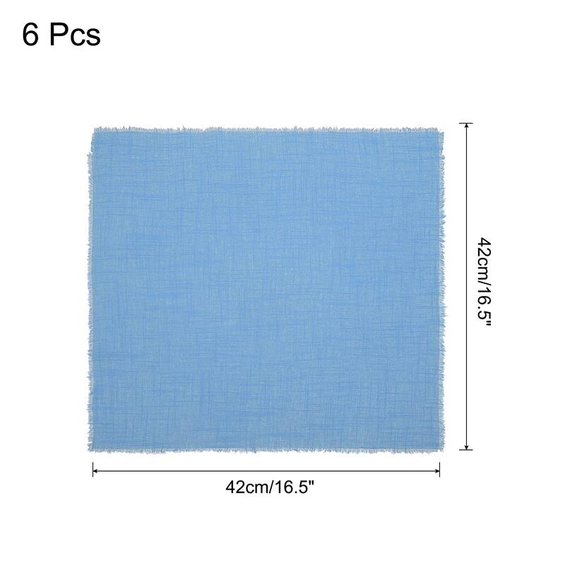 6pcs Cloth Napkins 16.5x16.5 Inches Cotton Linen Napkins with Fringe - Dark Blue