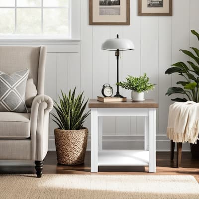 Bridgevine Home Modern Farmhouse 24 inch Side Table, No Assembly Required, Two-Tone Finish