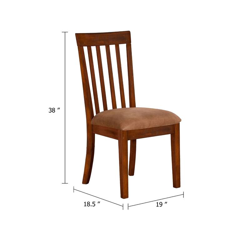 Odel Dining Side Chair Set of 2, Slatted Solid Wood Dark Brown