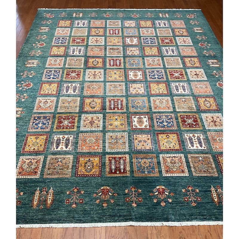 HERAT ORIENTAL Handmade Super Kazak Panel Wool Rug - 9'1" x 11'10"