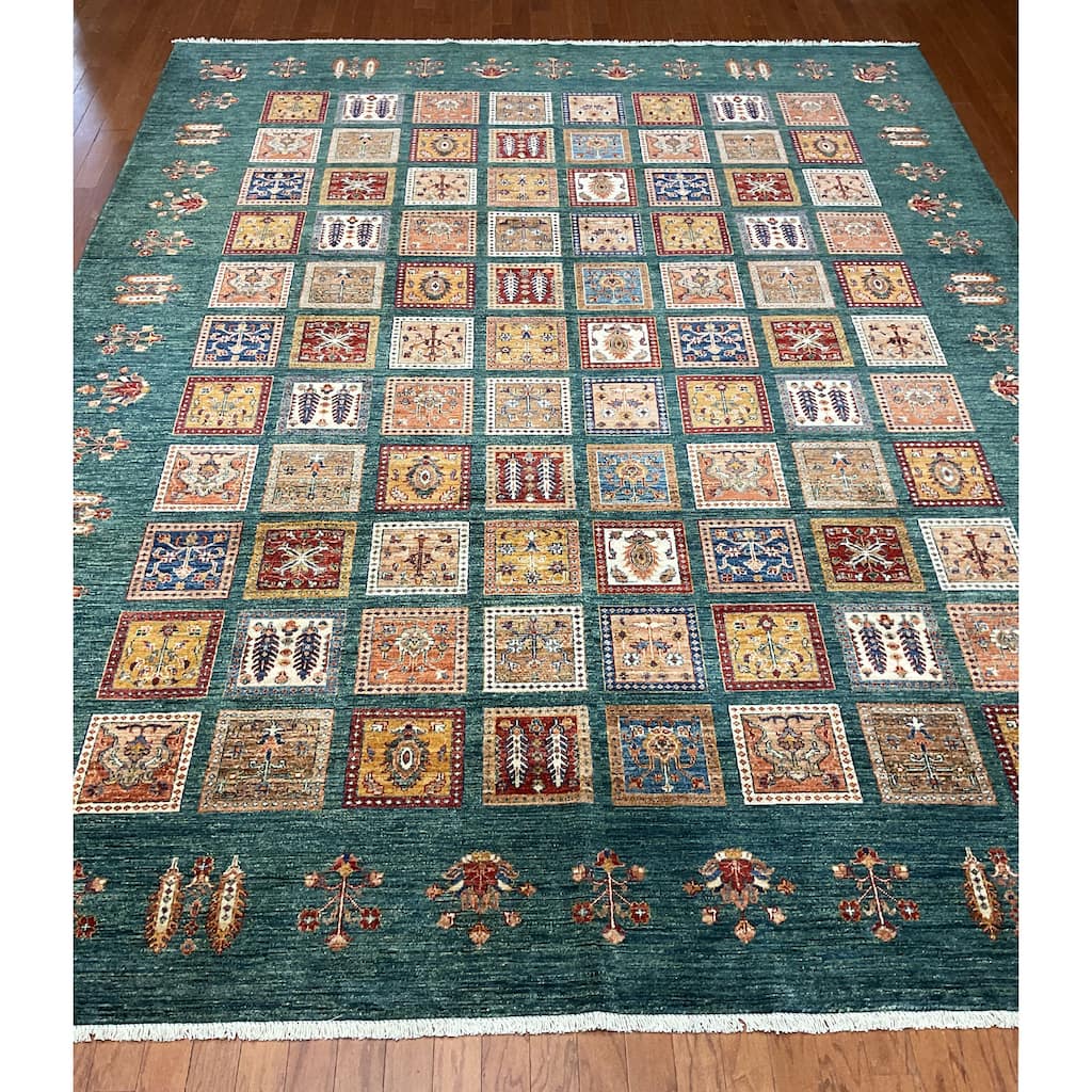 HERAT ORIENTAL Handmade Super Kazak Panel Wool Rug - 9'1" x 11'10"