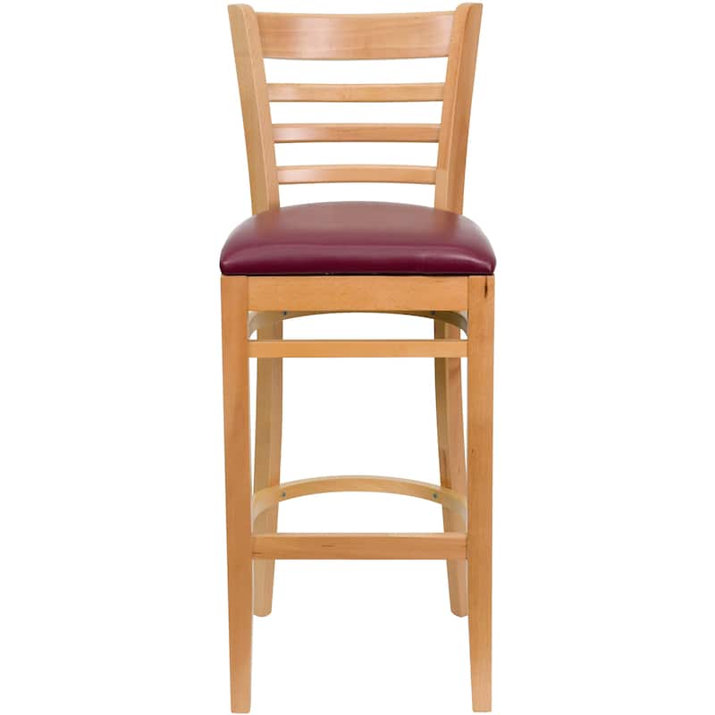 Ladder Back Wooden Restaurant Barstool - 16.75"W x 19"D x 43.75"H