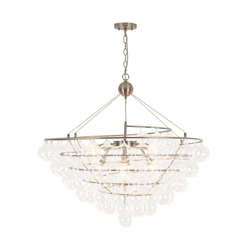 8-Light Helical Clear Glass Bubble Tiered Chandelier - N/A