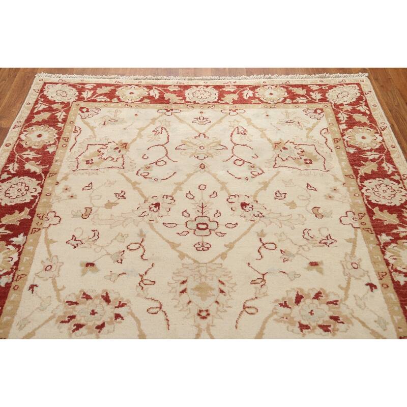 Hand Knotted Oriental 100% Wool Carpet Traditional Floral Beige & Ivories Chobi-Peshawar Area Rug - 11' 2'' X 5' 0''