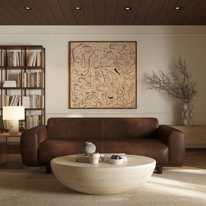 Poly & Bark Trevi Concrete Oval Coffee Table with Marble Finish