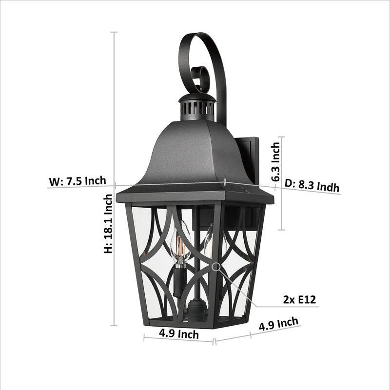 Anmytek Black Outdoor Wall Lantern Weatherproof Coastal Farmhouse Porch Light Clear Glass Exterior Lighting