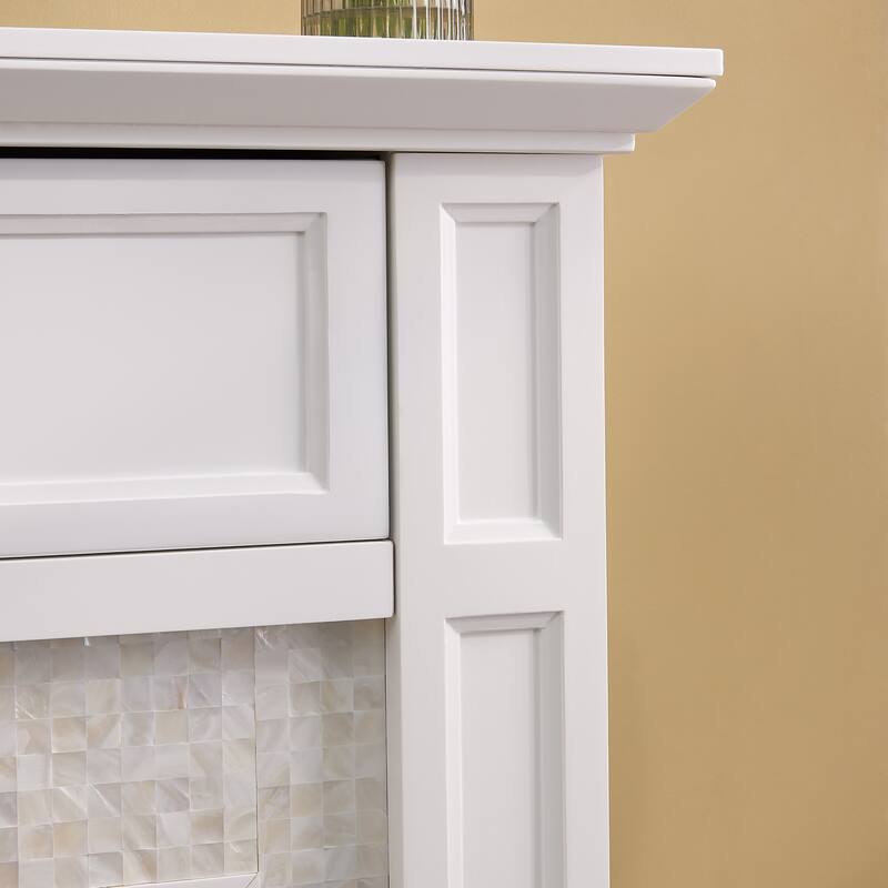 SEI Furniture Rehni Tiled Media Electric Fireplace Console