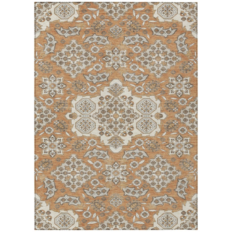 HomeRoots Medallion Traditional Rectangle Outdoor Rug