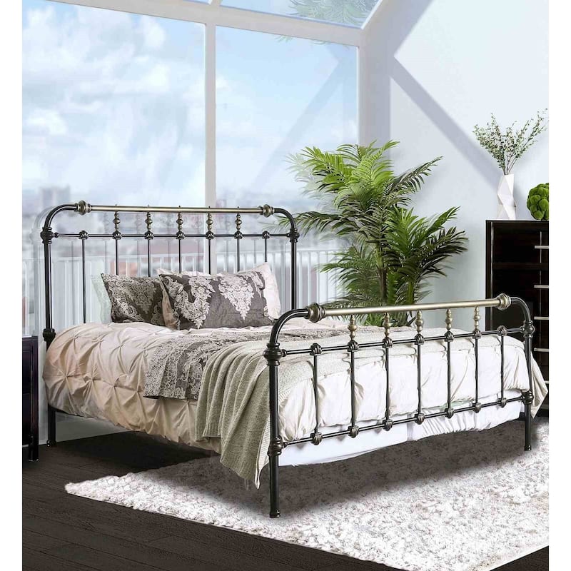 Transitional 1pc Antique Black Finish Metal Bed