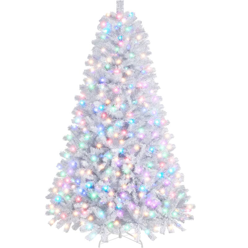Yaheetech Pre-lit 4.5ft/6ft/7.5ft Spruce Artificial Christmas Tree with Foldable Stand, White