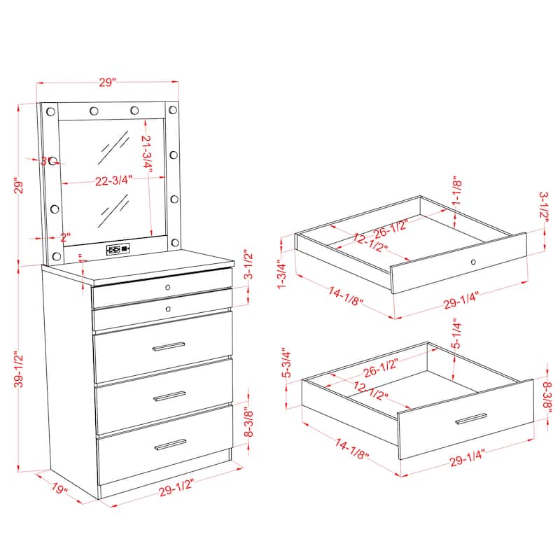 Mary Glam 5-Drawer Jewelry Armoire with Felt by Furniture of America