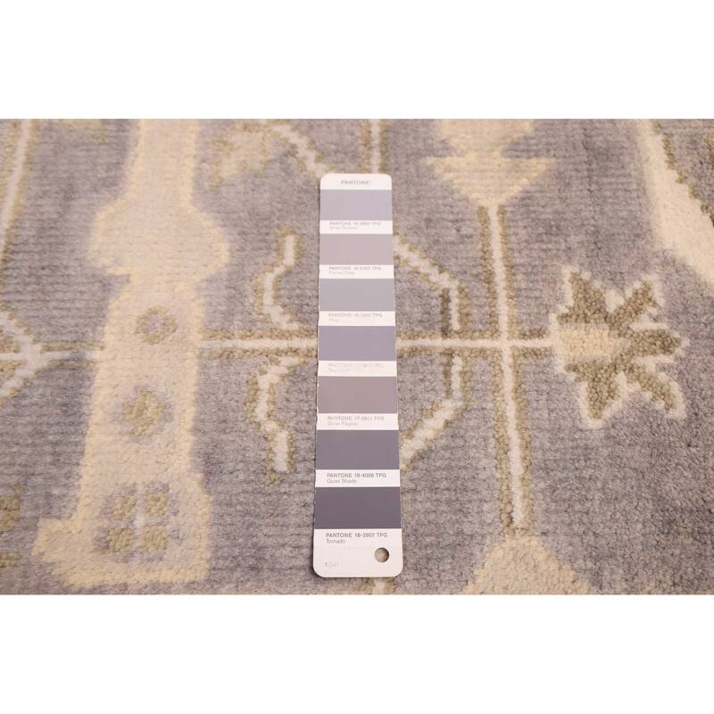 ECARPETGALLERY Hand-knotted Royal Oushak Dark Grey Wool Rug - 7'10 x 10'1