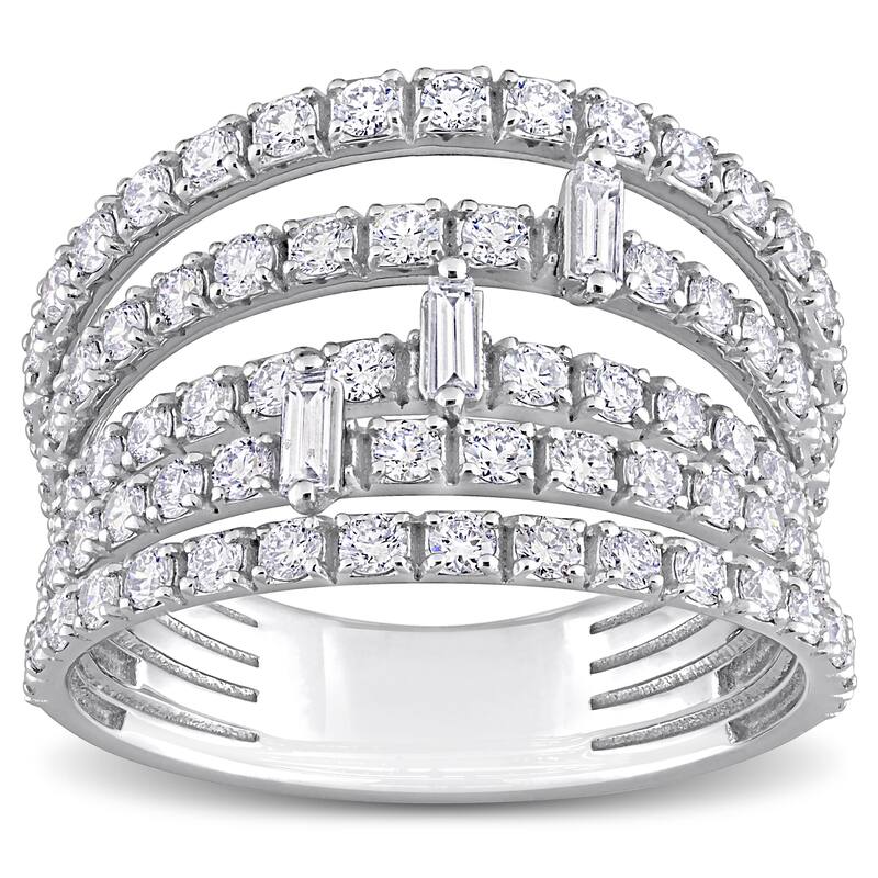 Miadora 2ct TDW Parallel Baguette-Cut Diamond Split Shank Ring in 14k White Gold