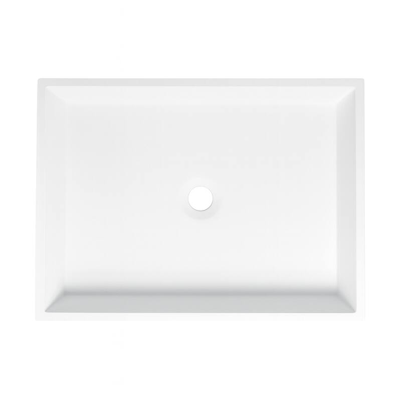 20 inch Brillare Matte White Solid Surface Rectangular Vessel Sink