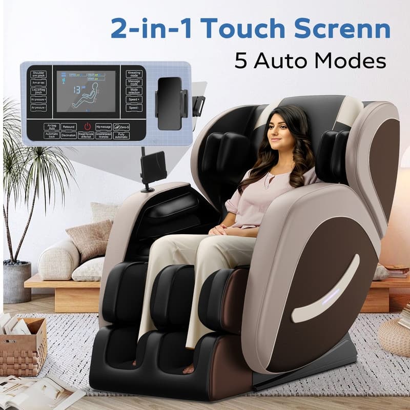 Luxury Zero Gravity Full-Body Massage Chair with Heating, Bluetooth Audio, and Foot Rollers - Home Relaxation Recliner