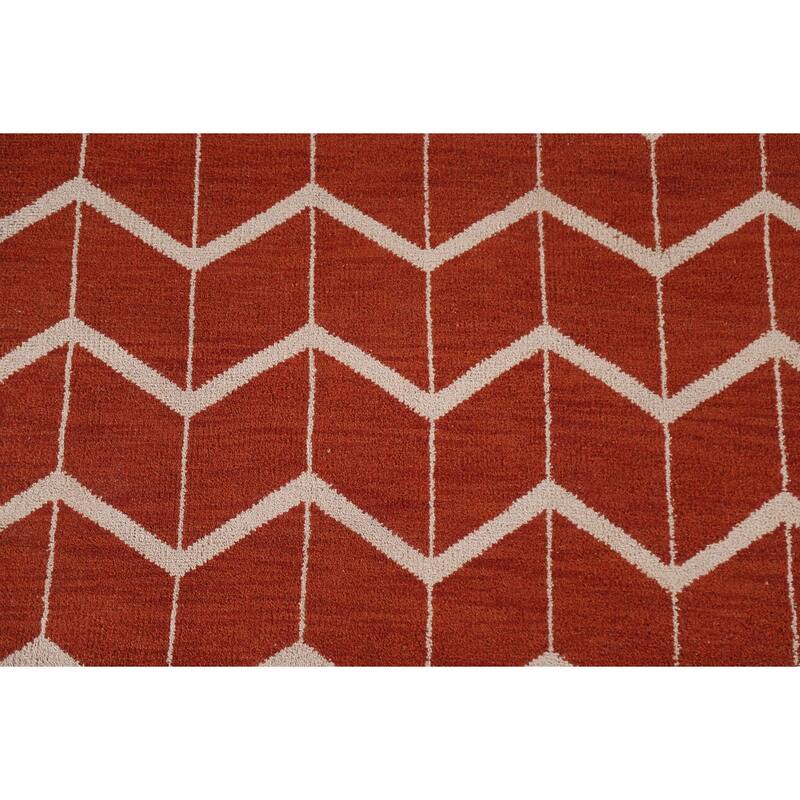 Hand Knotted Oriental 100% Wool Carpet Modern All-Over Oranges & Rust Gabbeh Area Rug - 7' 7'' X 5' 2''