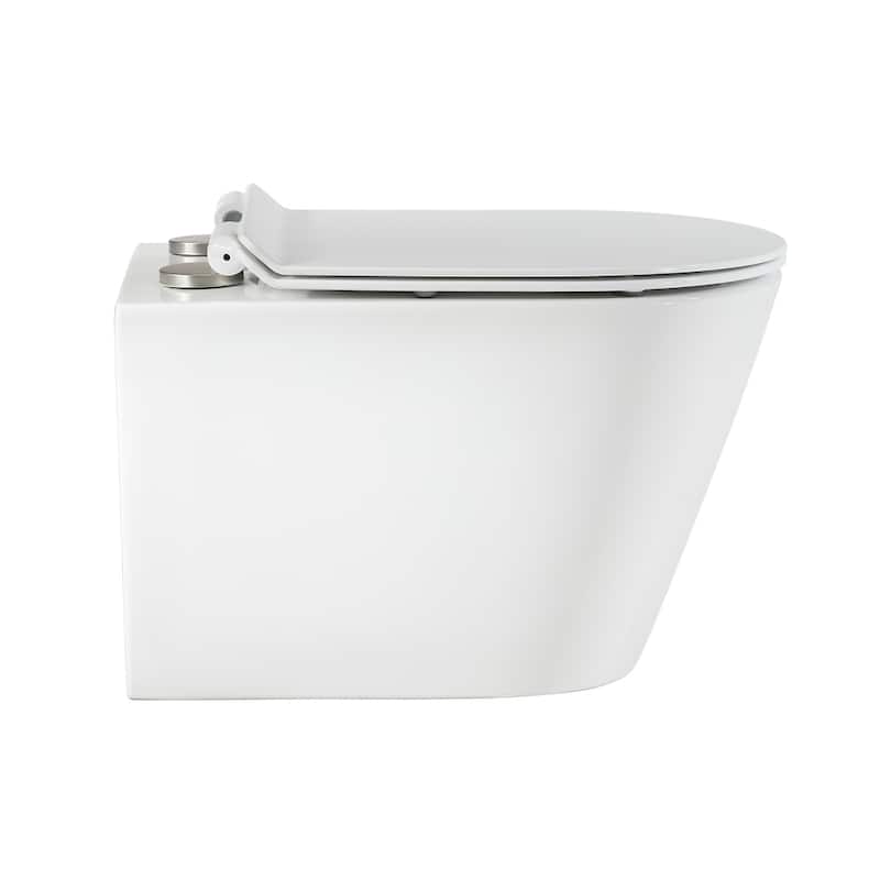 Swiss Madison Well Made Forever - Lucerne Wall-Hung Round Toilet Bundle, Glossy White - 24" x 19.3" 19.7"
