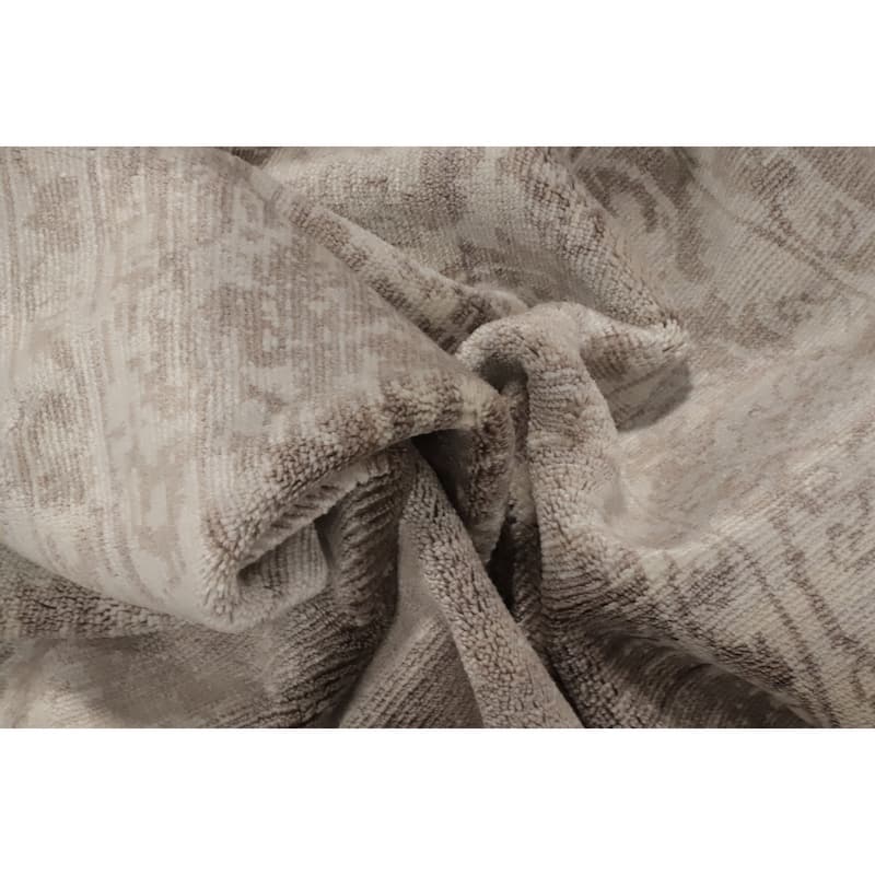 Hand Knotted Oriental Viscose Silk Carpet Modern Abstract Beige & Ivories Abstract Area Rug - 7' 4'' X 5' 3''