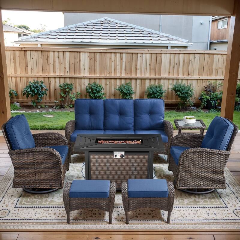 Gymojoy Outdoor Fire Pit Conversation Set, 3-Seat Sofa & Chairs Patio Furniture Set
