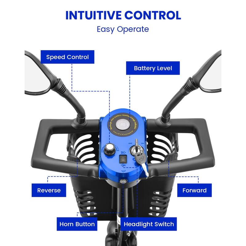 Folding Portable Mobility Scooter，Long-Range Battery Motorized Scooter for Seniors