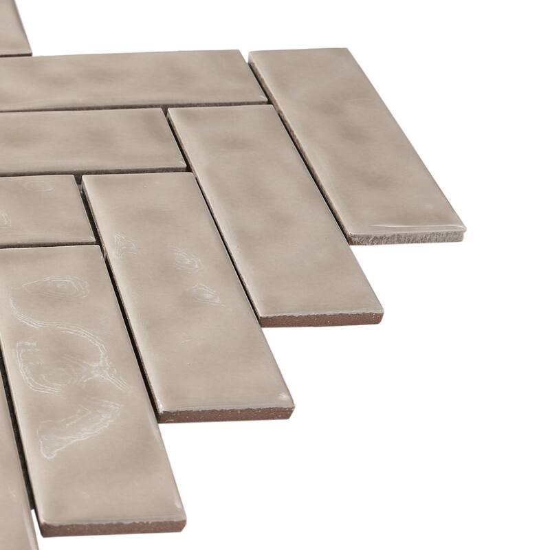 Forio 1.35" x 4.35" Herringbone Glossy Porcelain Mosaic Tile