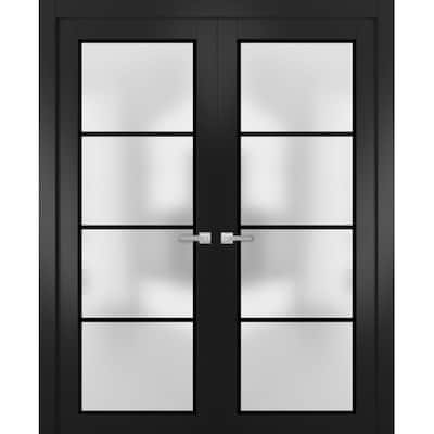 Solid French Double Doors 36 x 80 Planum 2132 Matte Black