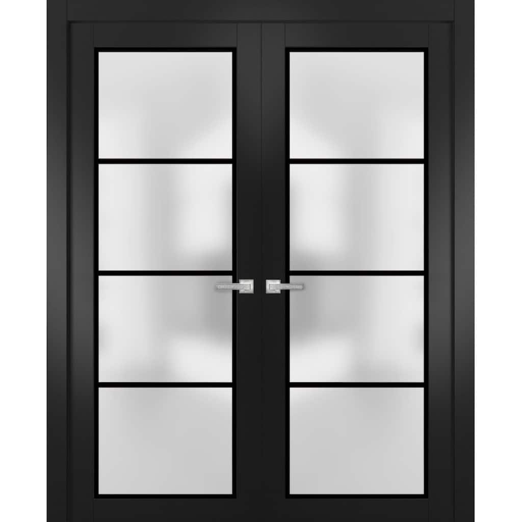 Solid French Double Doors 36 x 80 Planum 2132 Matte Black