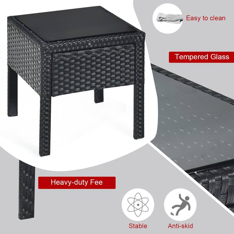 Costway 3PC Patio Rattan Furniture Set Coffee Table Conversation Sofa - See Details