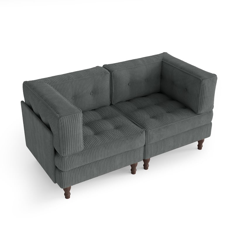 Modular Corduroy Corner Sectional Sofa Couch Set with Tufted Cushion