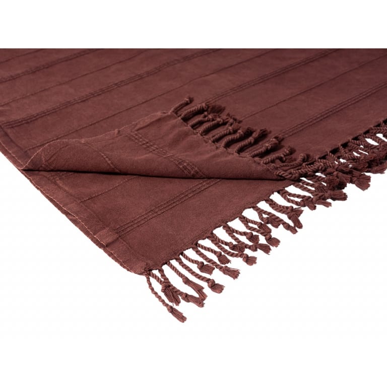 HomeRoots Red Woven Cotton Striped Throw Blanket