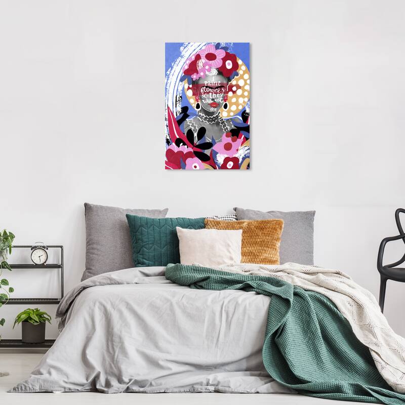 Wynwood Studio Canvas Typography and Quotes Paint Flowers Pink and Lavender Modern & Contemporary Wall Art Canvas Print - 24 x 16